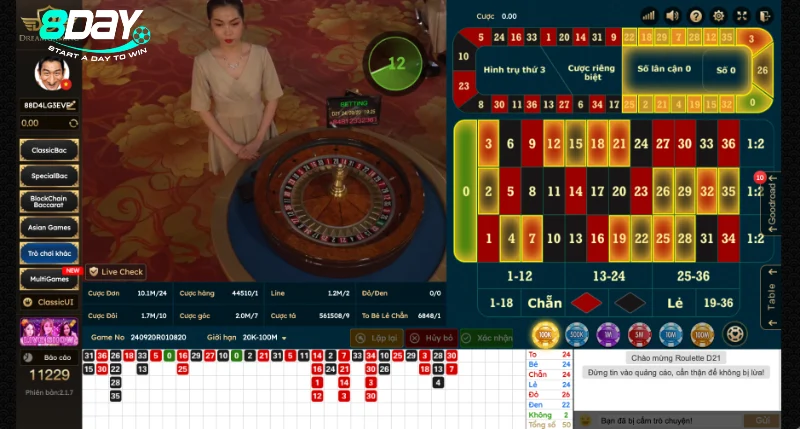 Luật chơi chi tiết tại sảnh Roulette 8Day